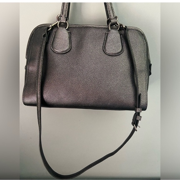 COACH Nolita Gunmetal Metallic Pebble Leather Satchel Shoulder Bag Excellent - Picture 8 of 13